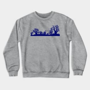 Baobab Trees Silhouette Blue Crewneck Sweatshirt